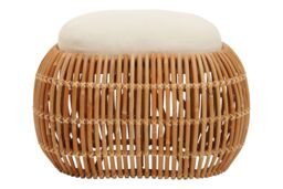 Orsina Rattan Bean Bench, Rattan Bean Stool for Home, Outdoor, Lounge, Living Room, Unique Curved Rattan Stool in Brown - thumbnail 1