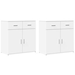 Berkfield Home Sideboards 2 pcs White 79x38x80 cm Engineered Wood - Size: 79 x 38 x 80 cm - thumbnail 2