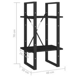 Berkfield Home Decorative 2-Tier Book Cabinet Black 40x30x70 cm Solid Pine Wood - Size: 40 x 30 x 70 cm - thumbnail 8