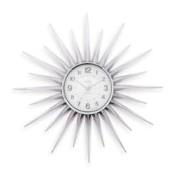Acctim Stella Wall Clock Sunburst StarBurst Quartz Retro Spoke 43cm in Metallic Silver
