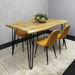 KOSY KOALA Modern Dining Table Set With 4 Mustard Chairs Dining Room Furniture - thumbnail 2