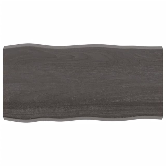 Berkfield Home Table Top Dark Grey 100x50x(2-4) cm Treated Solid Wood Live Edge in Brown - image 1
