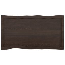 Berkfield Home Table Top Dark Grey 100x50x(2-4) cm Treated Solid Wood Live Edge in Brown - thumbnail 3