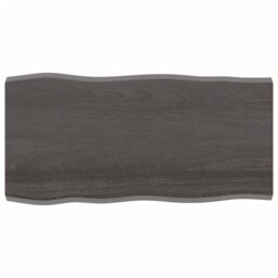 Berkfield Home Table Top Dark Grey 100x50x(2-4) cm Treated Solid Wood Live Edge in Brown