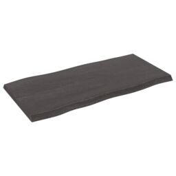 Berkfield Home Table Top Dark Grey 100x50x(2-4) cm Treated Solid Wood Live Edge in Brown - thumbnail 2
