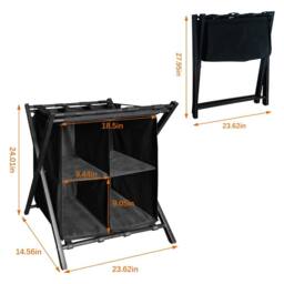 Huhote Metal Luggage Rack with Storage Shelf Suitcase stand Home 2 Set in Black - thumbnail 8