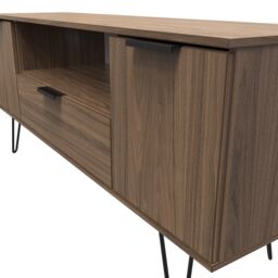 Ready Assembled 2 U Fuji 2 Door 1 Drawer Wide TV Unit (Ready Assembled) in Walnut - thumbnail 4