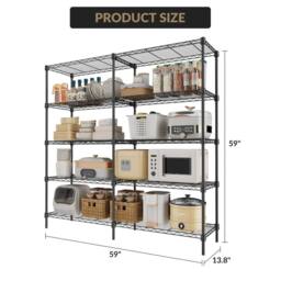 VOGREX 5-Tier Heavy Duty Shelve Unit, Storage in Black - thumbnail 6