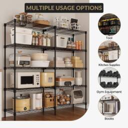 VOGREX 5-Tier Heavy Duty Shelve Unit, Storage in Black - thumbnail 2