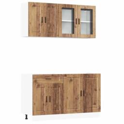 Berkfield Home 4 Piece Kitchen Cabinet Set Kalmar Old Wood Engineered Wood in Brown - thumbnail 1