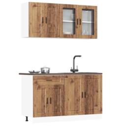 Berkfield Home 4 Piece Kitchen Cabinet Set Kalmar Old Wood Engineered Wood in Brown - thumbnail 2
