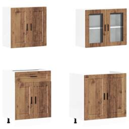 Berkfield Home 4 Piece Kitchen Cabinet Set Kalmar Old Wood Engineered Wood in Brown - thumbnail 4