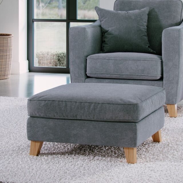 The Great Sofa Company Jackson Chenille Footstool in Blue - image 1