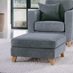 The Great Sofa Company Jackson Chenille Footstool in Blue - thumbnail 1