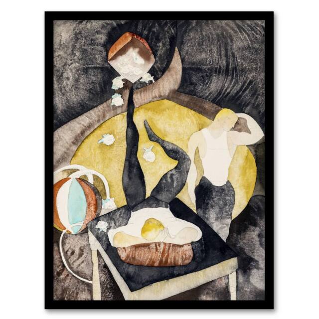 "Artery8 Two Acrobat Jugglers in Vaudeville Demuth Framed Wall Art Print in Grey - Size: W12"" x H16""" - image 1