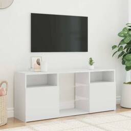 Berkfield Home TV Cabinet with LED Lights White 120x30x50 cm - Size: 120 x 30 x 50 cm - thumbnail 4