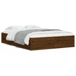 Berkfield Home Bed Frame with Drawers without Mattress Brown Oak 120x190 cm Small Double - thumbnail 2