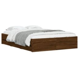 Berkfield Home Bed Frame with Drawers without Mattress Brown Oak 120x190 cm Small Double - thumbnail 3