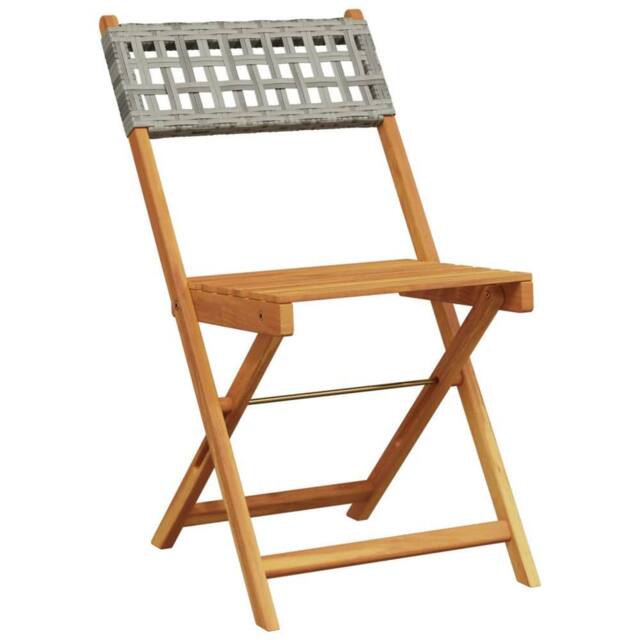Berkfield Home Beautiful Folding Garden Chairs 6 pcs Grey Poly Rattan & Solid Wood - image 1