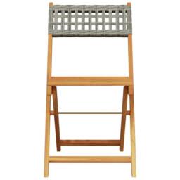 Berkfield Home Beautiful Folding Garden Chairs 6 pcs Grey Poly Rattan & Solid Wood - thumbnail 4