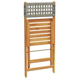 Berkfield Home Beautiful Folding Garden Chairs 6 pcs Grey Poly Rattan & Solid Wood - thumbnail 7