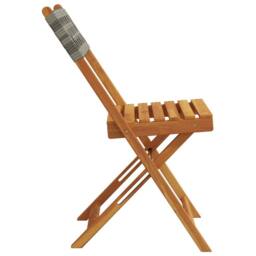 Berkfield Home Beautiful Folding Garden Chairs 6 pcs Grey Poly Rattan & Solid Wood - thumbnail 5