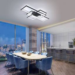 NIVOR 3 Square Acrylic Modern Dimmable LED Ceiling Light 70W Remote Black - thumbnail 5