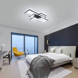 NIVOR 3 Square Acrylic Modern Dimmable LED Ceiling Light 70W Remote Black - thumbnail 3