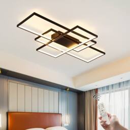 NIVOR 3 Square Acrylic Modern Dimmable LED Ceiling Light 70W Remote Black