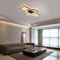 NIVOR 3 Square Acrylic Modern Dimmable LED Ceiling Light 70W Remote Black - thumbnail 4