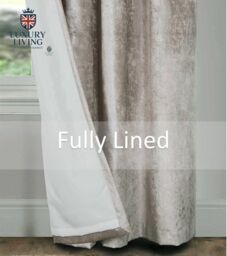 Luxury Living Luxury Crushed Velvet Fully Lined Ring Top Curtains in Cream - Size: 229 cm width x 183 cm drop - thumbnail 5