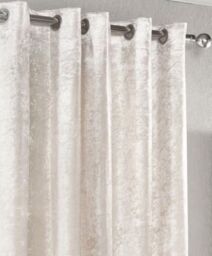 Luxury Living Luxury Crushed Velvet Fully Lined Ring Top Curtains in Cream - Size: 229 cm width x 183 cm drop - thumbnail 2