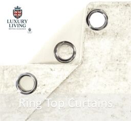 Luxury Living Luxury Crushed Velvet Fully Lined Ring Top Curtains in Cream - Size: 229 cm width x 183 cm drop - thumbnail 7