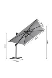Living and Home 2.96m W x 3m D Square Cantilever Parasol with Solar-Powered LED Lights in Light Grey - thumbnail 6