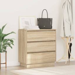 Berkfield Home Bedside Cabinet with LED Sonoma Oak 71x34, 5x75 cm Engineered Wood in Beige - thumbnail 4