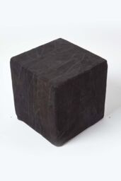 Homescapes Leather & Suede Patchwork Cube Pouffe in Black - thumbnail 3