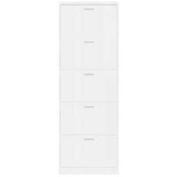 Berkfield Home Shoe Cabinet High Gloss White 59x17x169 cm Engineered Wood - Size: 59 x 17 x 169 cm - thumbnail 6