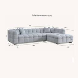 Stratus Interiors Aluxo Tribeca Corner Sofa Bubble Teddy Boucle Fabric, 310Wx184Dx71H in Light Grey - thumbnail 2