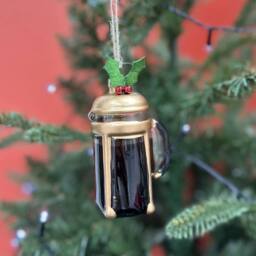 The Alphabet Gift Shop Coffee Cafetiere Christmas Decoration in Brown