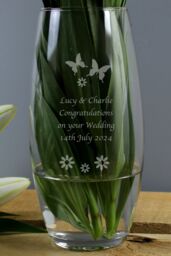 Personalised Memento Company Personalised Butterflies & Flowers Bullet Vase in Clear - thumbnail 3