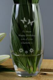 Personalised Memento Company Personalised Butterflies & Flowers Bullet Vase in Clear - thumbnail 4