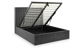 Ashfield Grey Scalloped Premium Velvet Ottoman Bed - King - thumbnail 3
