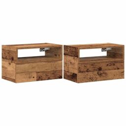 Berkfield Home Wall-mounted Bedside Cabinets 2 pcs Old Wood 45x26x28.5 cm in Brown - thumbnail 2