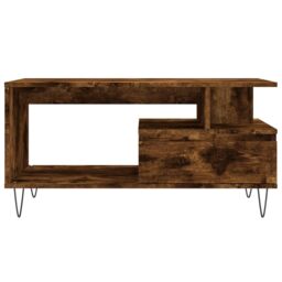 Berkfield Home Coffee Table Smoked Oak 90x49x45 cm Engineered Wood in Brown - Size: 90 x 49 x 45 cm - thumbnail 5