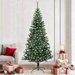 Berkfield Home Artificial Pre-lit Christmas Tree Green 210 cm PVC & Metal