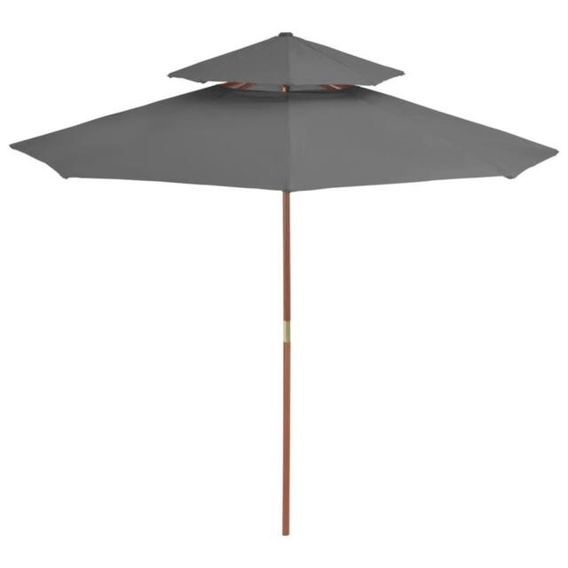 Berkfield Home Double Decker Parasol with Wooden Pole 270 cm Anthracite in Charcoal - image 1
