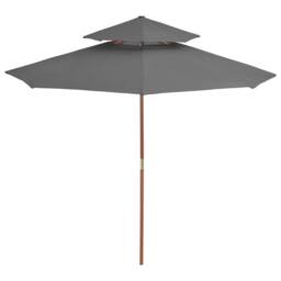 Berkfield Home Double Decker Parasol with Wooden Pole 270 cm Anthracite in Charcoal