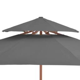 Berkfield Home Double Decker Parasol with Wooden Pole 270 cm Anthracite in Charcoal - thumbnail 5
