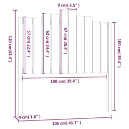 Berkfield Home Bed Headboard Grey 106x4x110 cm Solid Wood Pine - Size: 106 x 4 x 110 cm - thumbnail 6