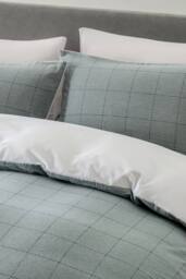 The Linen Consultancy Lazy Linens Soft Squares Duvet Cover Set in Mid Blue - Size: Single - thumbnail 2